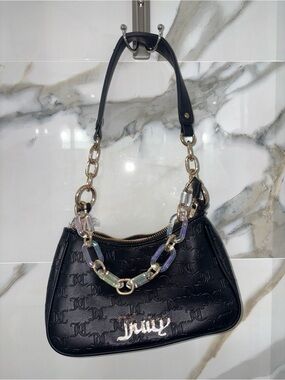 Black Juicy Couture Iridescent Chain-Handle Shoulder Purse